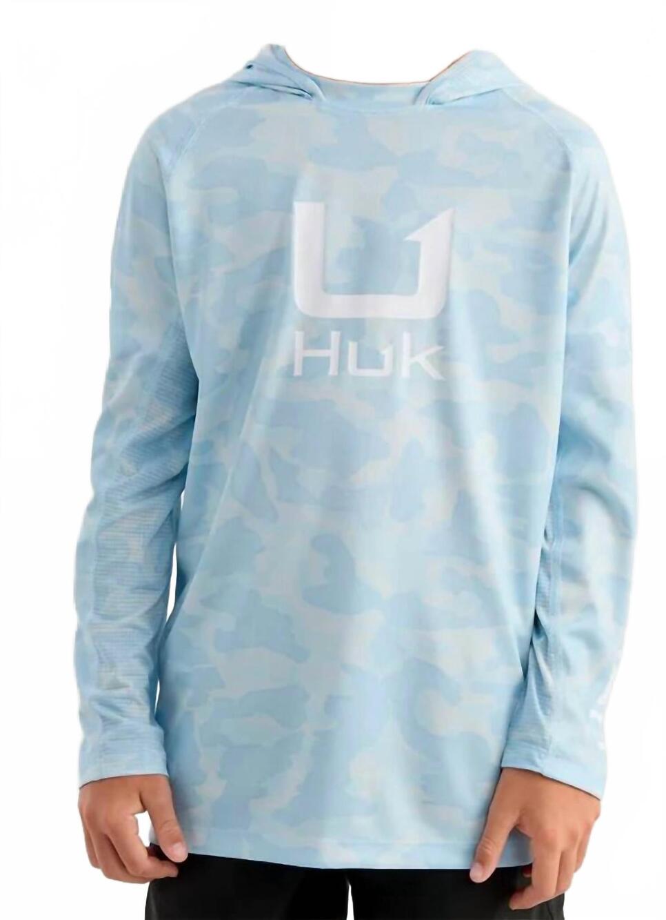 NEW HUK youth icon printed hoodie in coastal drift camo